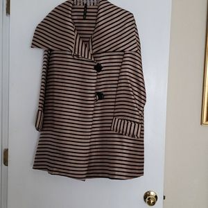 Three quarter length gold with black stripe jacket
